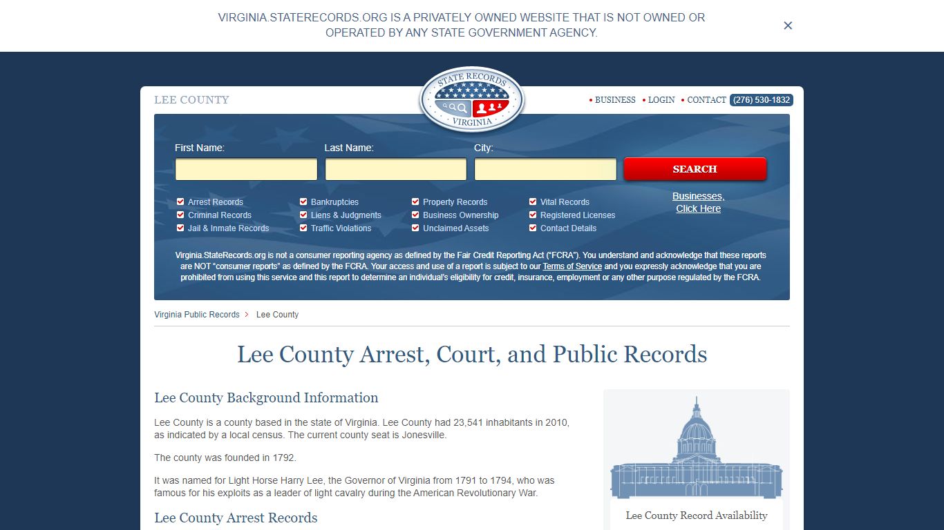 Lee County Arrest, Court, and Public Records